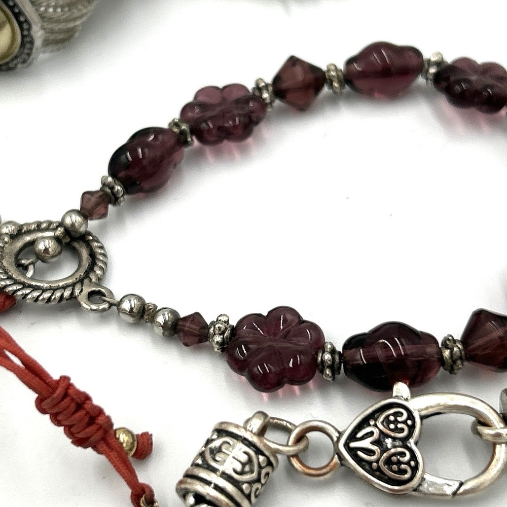 Lot of 10 bracelets Chain stretch Beaded Silver tone Several Vintage - Picture 9 of 13
